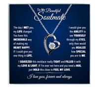 ROMESIA Collar de alma gemela para ella. Joyería para mi esposa, collar de marido, collares para esposa, collar para novia, romántico, regalos de Navidad para esposa, 111, Acero inoxidable, Circonia