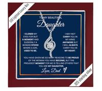 ROMESIA Collar de plata de ley con texto en inglés «To My Daughter from Dad», 1, Plata esterlina, Circonia cúbica