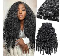 Romface Burmese Curly Hair Bundles, 100% Cabello Humano Real, Alta Densidad 100g（±5g）, Tejido Rizado Brasileño Virgen, Negro Natural, 3 Paquetes, Doble Refuerzo, Sin Enredos 14 14 14 Pulgadas