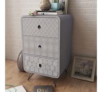 ROMHZKS Armario auxiliar de 3 cajones con diseño elegante, tablero de fibra de densidad media resistente y patas de acero, versátil como mesita de noche o mesa auxiliar para salón y dormitorio