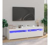 ROMHZKS Armario de TV 2 unidades con luces LED blancas mueble de TV mueble de debajo de la cómoda mesa con cajones TV cómoda 75 x 35 x 40 cm