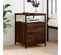 ROMHZKS Industrie-Stil Nachttisch mit Eisenrahmen und Holzwerkstoffplatte, Stabiles Beistelltischchen mit verstellbaren Füßen und großem Stauraum für Wohnzimmer und Schlafzimmer