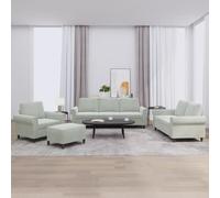 ROMHZKS Juego de sofá de terciopelo con taburete, tela de terciopelo gris, para salón, cómodo grupo de asientos con estructura de metal estable y acolchado grueso, juego de sofá de felpa