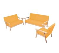 ROMHZKS Juego de sofá escandinavo de 3 piezas con sillón, 2 plazas, 3 plazas, marco de madera maciza, funda de poliéster, cómodo conjunto de sofá de salón, muebles de salón, fácil montaje, conjunto de