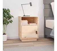 ROMHZKS Massiver Kiefernholz Nachttisch mit 2 Fächern und verstellbarer Tür | Elegantes Design mit robuster Oberplatte und Kunstledergriff | Vielseitiger Stauraum für Bücher, Deko