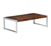 ROMHZKS Mesa de centro industrial de madera maciza con estructura de hierro - Mesa auxiliar vintage de madera recuperada, vetas únicas, muebles de salón con estilo