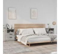 ROMHZKS Mesita de noche atemporal de material de madera con 2 cajones y compartimento, mesa estable para decoración, resistente a la humedad y fácil de limpiar, con soporte de pared para una seguridad