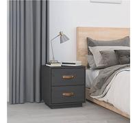 ROMHZKS Mesita de noche de pino macizo con dos cajones y placa superior robusta, mesa auxiliar multifuncional para dormitorio con espacio de almacenamiento, material natural de pino