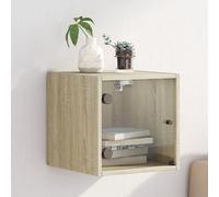 ROMHZKS Moderner Wand Nachttisch mit Glastür und Stauraum - Stabiles Holz Design für Schlafzimmer und Wohnbereich als Platzsparende Wandmontage Lösung