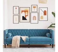 ROMHZKS Sofá Chesterfield de 3 plazas, tapizado en tela de terciopelo, cómodo asiento para salón, diseño clásico con botones y patas de apoyo, sofá de terciopelo gris