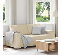 ROMHZKS Sofá moderno Loveseat en color crema y marrón, 180 cm de ancho, funda de piel sintética, marco de acero, capacidad de carga de 110 kg, reposabrazos planos, cojines con textura, fácil cuidado,