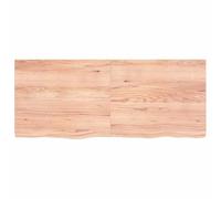 ROMHZKS Tablero de madera maciza de roble tratado marrón claro 120 x 50 x (2-4) cm con borde natural hecho a mano para mesa de refresco proyecto DIY