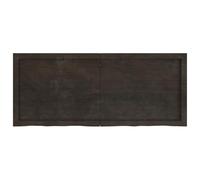 ROMHZKS Tablero de madera maciza de roble tratado marrón oscuro 120 x 50 x (2-4) cm con borde natural hecho a mano para mesa de refresco proyecto DIY