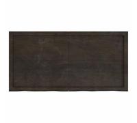 ROMHZKS Tablero de madera maciza de roble tratado marrón oscuro 120 x 60 x (2-4) cm con borde natural hecho a mano para mesa de refresco proyecto DIY