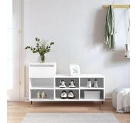 ROMHZKS Zapatero blanco 102 x 36 x 60 cm de material de madera con 1 cajón y 6 compartimentos, almacenamiento sin polvo, placa superior robusta para decoración, montaje flexible del cajón, estable