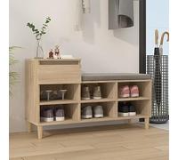 ROMHZKS Zapatero de madera de roble Sonoma con cajón y 6 compartimentos, 102 x 36 x 60 cm, zapatero con patas de madera estables y placa superior para decoración, montaje flexible del cajón