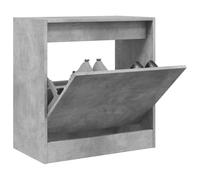 ROMHZKS Zapatero gris hormigón 60 x 34 x 63,5 cm, material de madera, zapatero con 1 solapa y 2 compartimentos, diseño delgado para espacios estrechos como pasillo o entrada, incluye