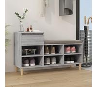 ROMHZKS Zapatero gris Sonoma 102 x 36 x 60 cm, madera con 1 cajón y 6 compartimentos, zapatero con tablero superior estable y patas de madera, montaje flexible del cajón a la izquierda