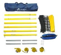 Romi Sport - Balón de Voleibol de Playa Completo + Postes de Acero + Marcador de Campo Courtline, 8,5 m, Uso recreativo en el jardín o en la Playa