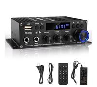 Romicta Amplificador Audio HiFi AK390, Mini Amp Estéreo Bluetooth 12V 800W, Receptor de Audio, Amplificador de Sonido de 2 Canales con Radio FM, USB, Ideal para Casa o Auto