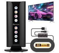 Romicta Antena TV DVB-T2 para Interior/Exterior con Amplificador, Antena DVB-T & DVB-T2, Dab/Dab+, Alcance Largo 360°, para Televisores 4K 1080p, Cable Coaxial de 5 m