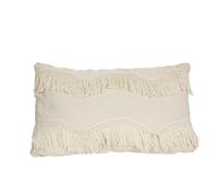 Romimex Cojín Blanco con Flecos 30 x 10 x 50 cm - Marca EAN: 8435700826322