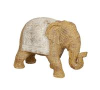 Romimex Figura Decorativa Beige Ratán Poliresina Elefante 29 x 20 x 12 cm
