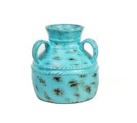 Romimex Florero Turquesa Cerámica 28 x 30 x 26 cm con Asas