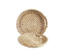 Romimex Juego de Bandejas Beige Fibra Natural 2 Piezas