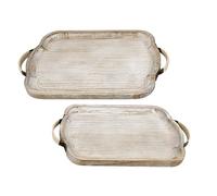 Romimex Juego de Bandejas Natural Madera 2 Piezas - Marca EAN: 8435700830022