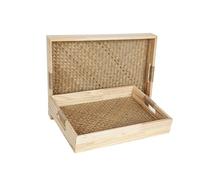 Romimex Juego de Bandejas Natural Mimbre Madera MDF 2 Piezas - Marca EAN: 8435700824236