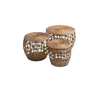 Romimex Juego de Cestos Natural Mimbre con Tapa (3 Piezas)