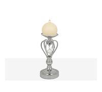 Romimex Portavelas Plateado Metal Vidrio 14 x 28 x 14 cm