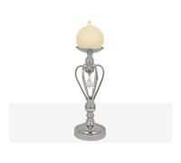 Romimex Portavelas Plateado Metal Vidrio 14 x 35 x 14 cm