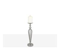 Romimex Portavelas Plateado Metal Vidrio 16 x 50 x 16 cm