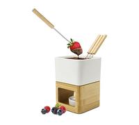 ROMINOX Fondue de Chocolate con Olla, Estufa, Soporte para Velas y 4 selecciones en Diferentes Tonos de Gris, también Fondue de Queso o Fondue de Carne; Aprox. 11 x 11 x 15 cm