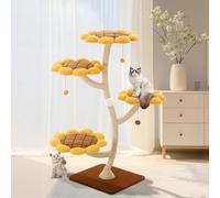 Romiromi Torre de girasol para gatos, moderna torre rascadora para gatos grandes, soporte de varios niveles para regalo, resistente, fácil de montar