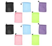 ROMISBABA 10 Bolsas Cordón de Malla de Nailon Pequeñas 15x20 Cm, Set 5 Colores Variados (negro, Azul, Rosa, Verde Fosforescente, Morado), Bolsas Organizadoras Transpirables para Juguetes,