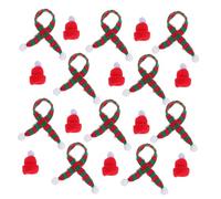 ROMISBABA 10 Juegos Mini Knit Christmas Hats and Scarves Wool Yarn DIY Doll Accessories For Wine Bottle Decoration Festive Party Crafts