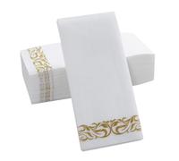 ROMISBABA 100 Unidades Servilletas de Cena Doradas de Papel, Gruesas y Dobladas, Elegantes para Bodas y Hoteles, Toallas Desechables Profesionales para Mantener Limpia el Área de Comedor