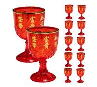 ROMISBABA 12 Copas de Vino Pequeñas Rojas de Plástico 40 Ml para Bodas Tradicionales Chinas Vasos Festivos para Banquetes y Celebraciones Diseño Clásico y Temática China