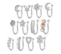 ROMISBABA 12piezas Anillos Nariz Sin Perforaciones Circonita Joya De Clip Nariz Accesorios De Anillo para Decoración Eventos Sociales