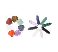 ROMISBABA 15 Piezas Cristales Forma de Corazón y Hexagonal Piedras para Meditación Joyería Artesanal y Terapia Compacto y Portátil Colores Vibrantes para DIY y Alivio de Estrés