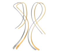 ROMISBABA 2 Pares Pendientes Geométricos Forma de Línea Torcida de Plata Pendientes Colgantes Irregulares Blanco y Dorado para Fiestas y Uso Diario