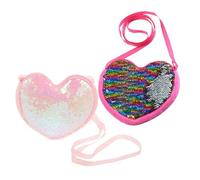 ROMISBABA 2 Piezas Bolso Niña Años con Lentejuelas Forma Corazón Bolso Bandolera Niña Pequeño de Hombro para Color Rosa Correa y Diseño Brillante para Regalos Infantiles
