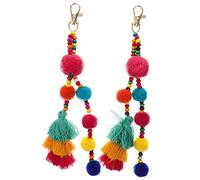 ROMISBABA 2 Piezas Colgantes de Pom Pom de Peluche de Llaves de Coche y Mochilas Adorno Colgante Decorativo de Borlas Coloridas para Bolsos y Accesorios