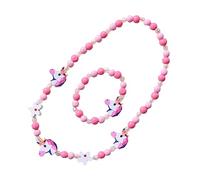 ROMISBABA 2 Piezas Joyas para Niñas con Unicornio Collar y Pulsera Ajustables de Cuentas de Madera Coloridas Set para Accesorio Divertido para Fiestas y Diario