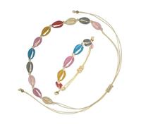ROMISBABA 2 piezas Pulsera Artesanal de Conchas con Cadena de Cuentas Brazalete Mano para Chicas Adolescentes Accesorio Bohemio de Verano para Playa y Uso Diario