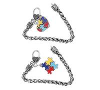 ROMISBABA 2 piezas Pulseras de Conciencia de Autismo Pulseras Geométricas de Puzzle para Adultos Decoración de Mano con Diseño y Significado Simbólico