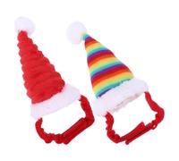 ROMISBABA 2 Piezas Sombreros Navideños para Mascotas Pequeñas Gorros de Santa Claus Suaves y Cómodos para Conejos Hámsters y Cobayas Fiestas y Sesiones Fotográficas